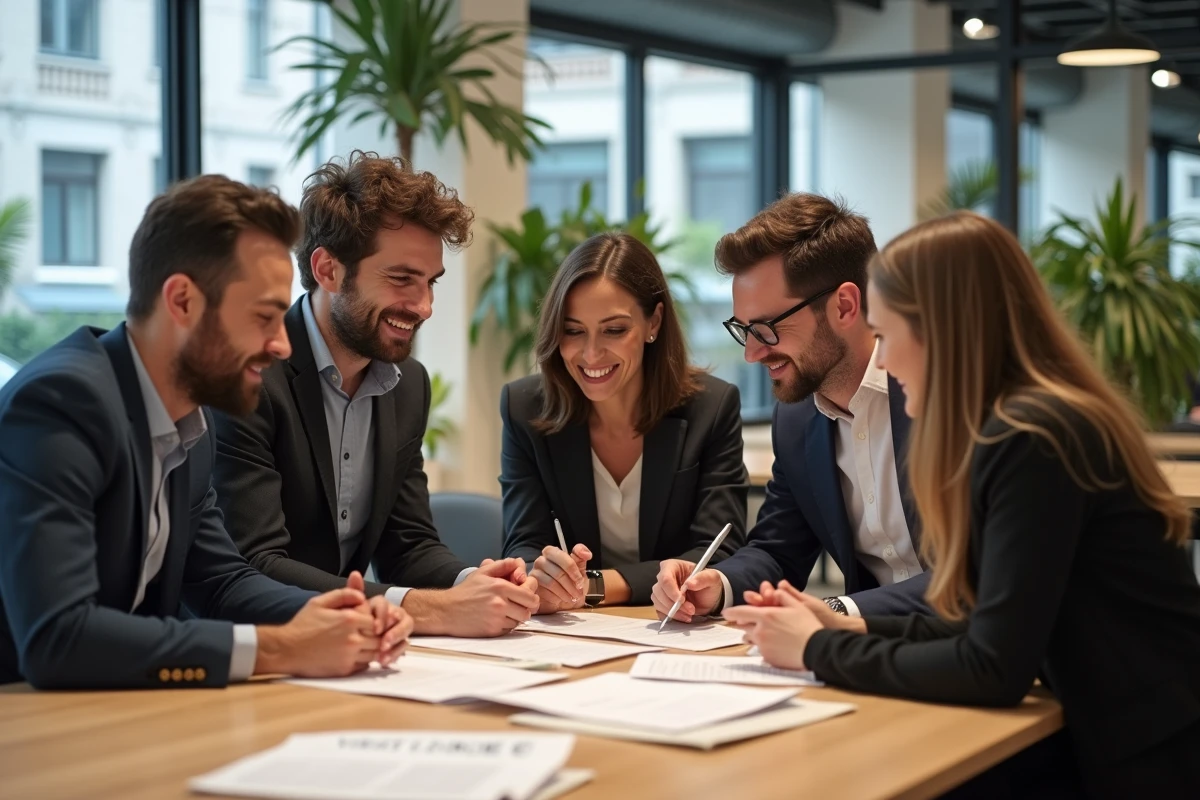 Groupe de professionnels dans un espace coworking à Rennes